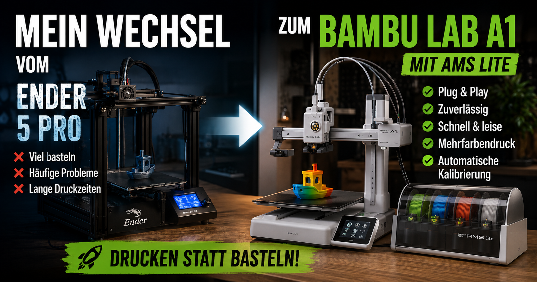 Mein Wechsel vom Ender 5 PRO - Bamblu Lab 3D Drucker A1 mit AMS Lite